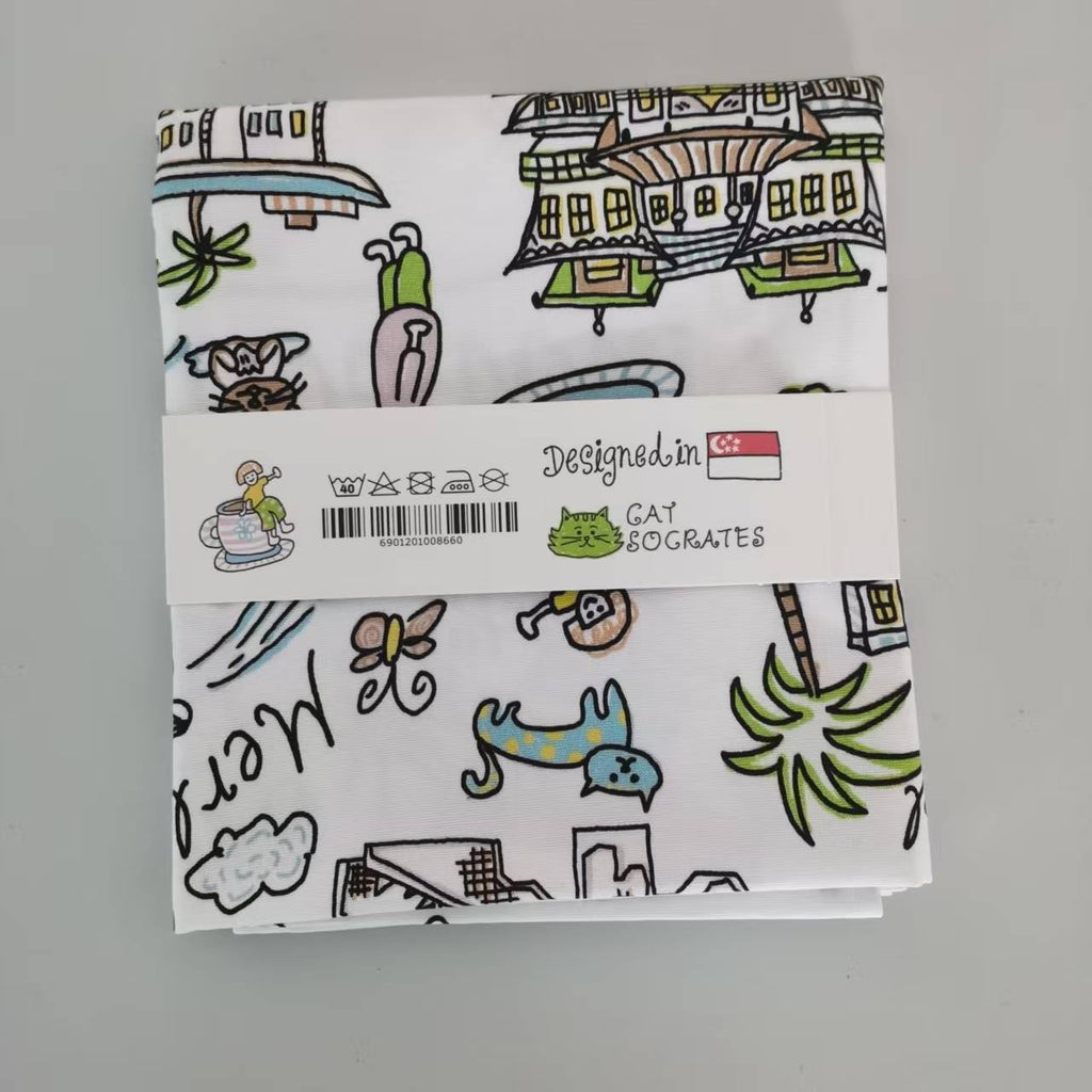 Walk Around Singapore Tea Towel